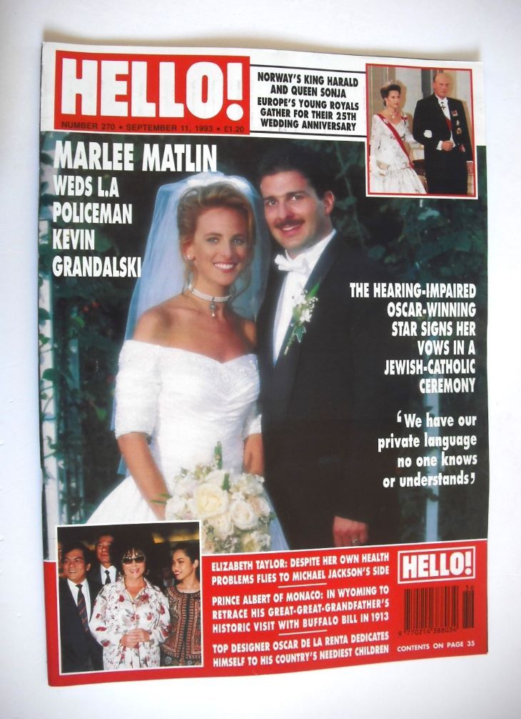 Hello! magazine - Marlee Matlin and Kevin Grandalski cover (11 September 1993 - Issue 270)