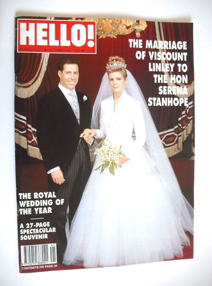 Hello! magazine - Viscount Linley and Serena Stanhope wedding cover (16 October 1993 - Issue 275)