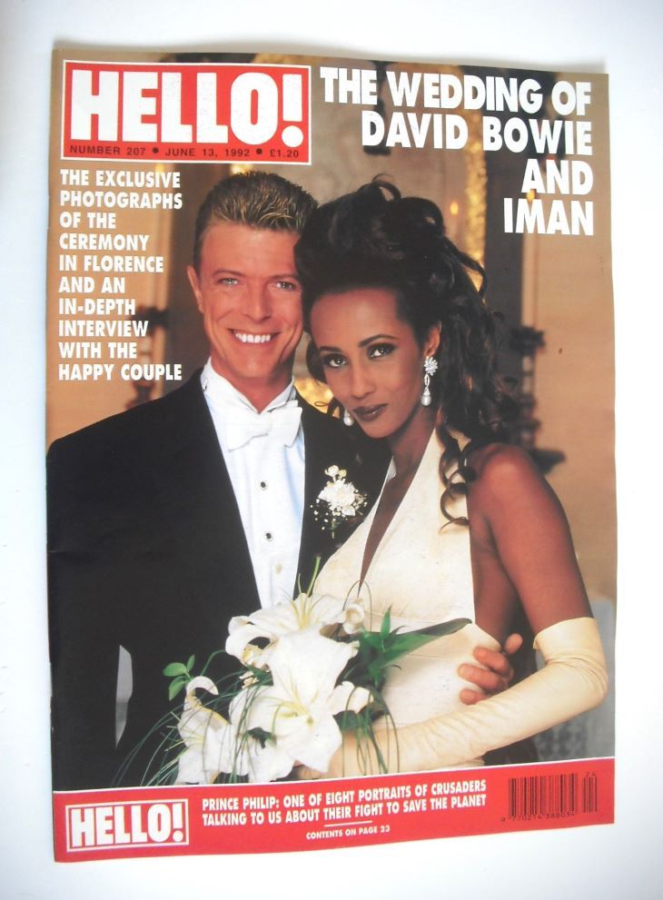 <!--1992-06-13-->Hello! magazine - David Bowie and Iman wedding cover (13 J
