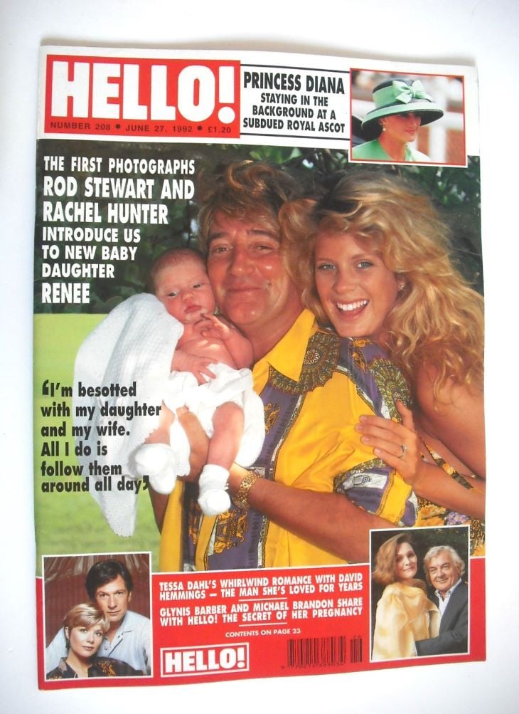 Hello! magazine - Rod Stewart and Rachel Hunter cover (27 June 1992 - Issue 208)