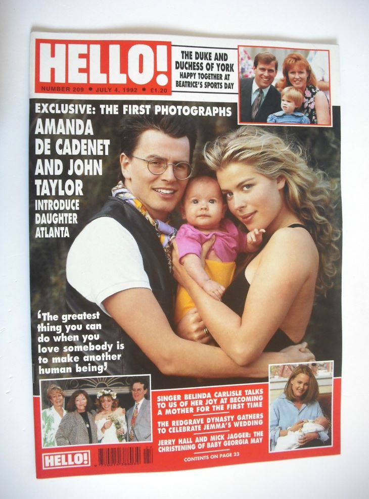 <!--1992-07-04-->Hello! magazine - Amanda de Cadenet and John Taylor cover 