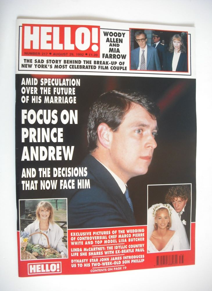 Hello! magazine - Prince Andrew cover (29 August 1992 - Issue 217)