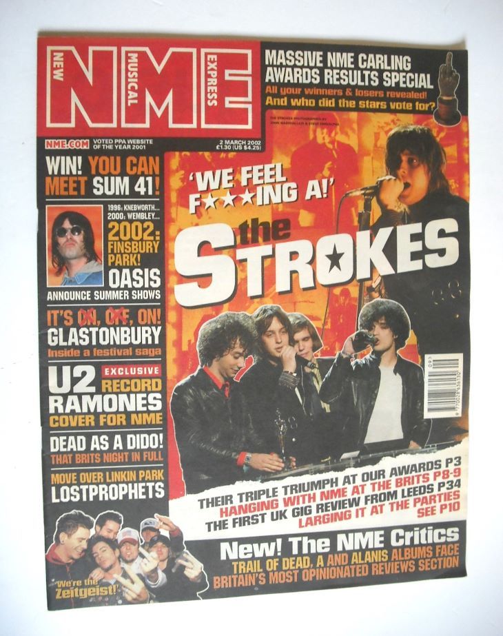 NME magazine - The Strokes cover (2 March 2002)
