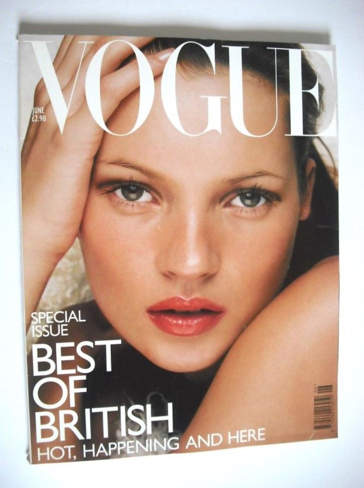 British Vogue magazine - June 1998 - Kate Moss cover