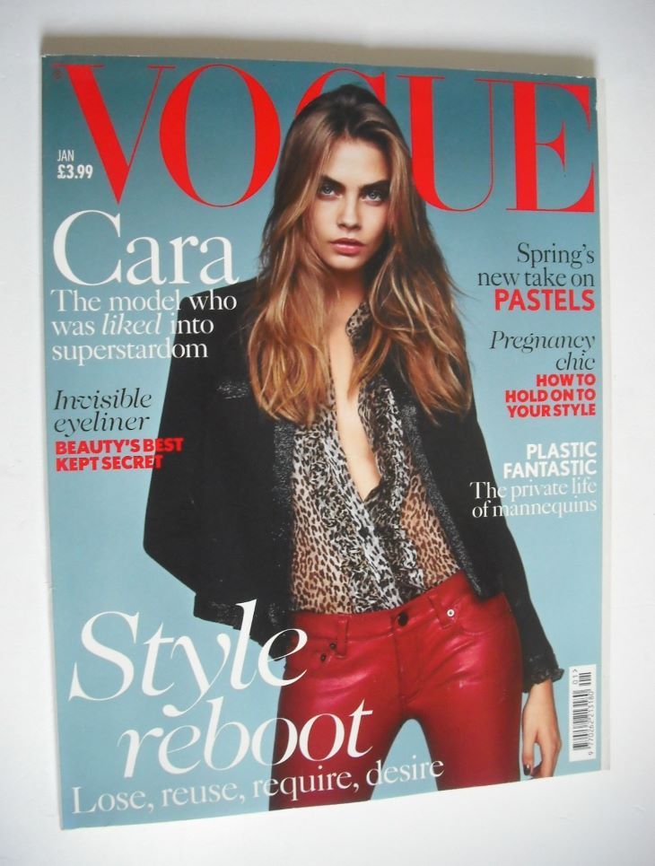 British Vogue magazine - January 2014 - Cara Delevingne cover