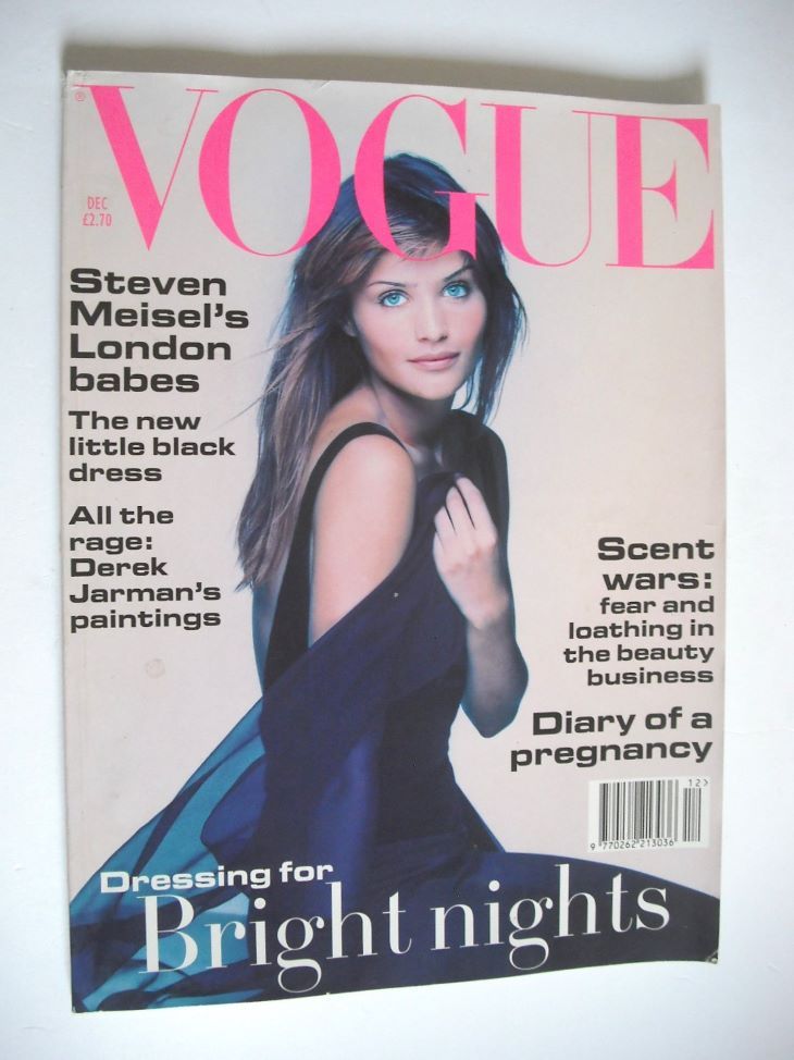 British Vogue magazine - December 1993 - Helena Christensen cover