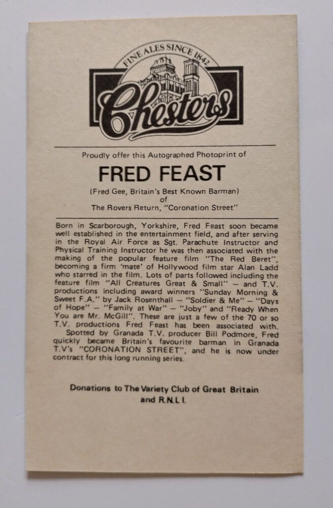 Fred Feast autograph (hand-signed photograph)
