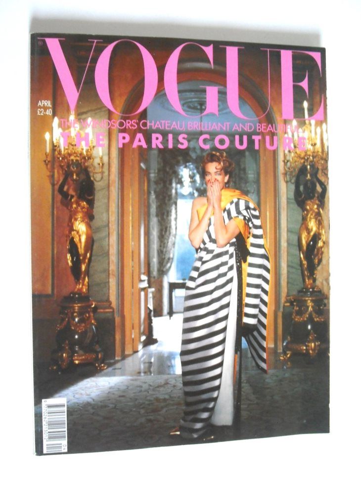 British Vogue magazine - April 1990 - Tatjana Patitz cover
