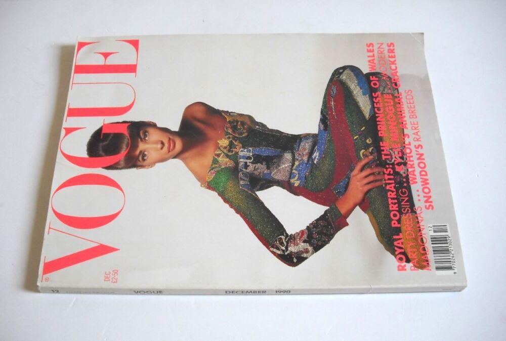 British Vogue magazine - December 1990 - Christy Turlington cover