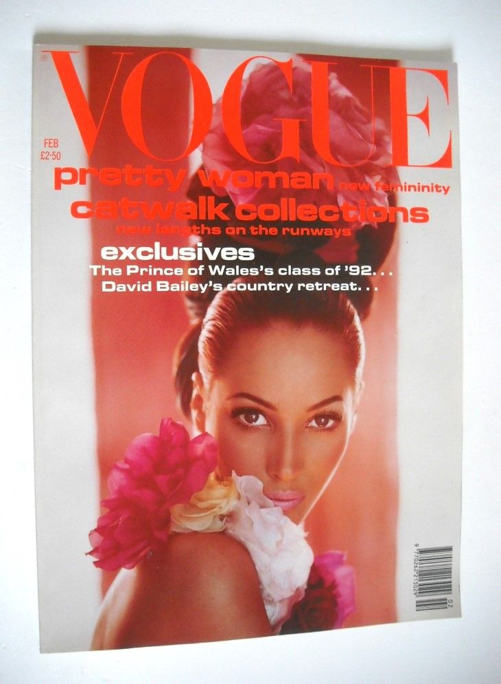 British Vogue magazine - February 1992 - Christy Turlington cover