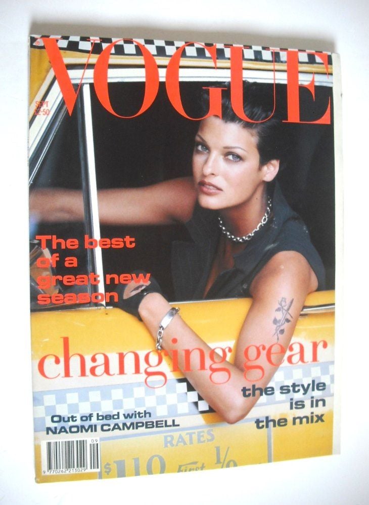 British Vogue magazine - September 1992 - Linda Evangelista cover