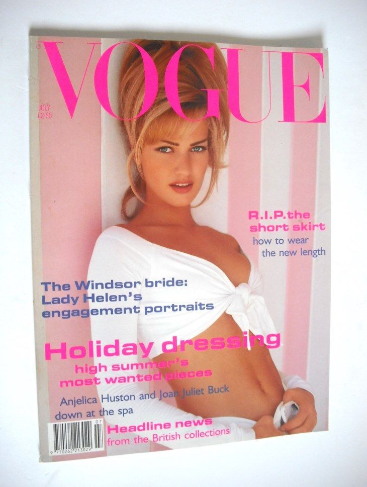 British Vogue magazine - July 1992 - Karen Mulder cover