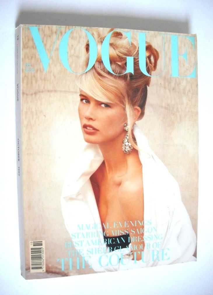 British Vogue magazine - October 1989 - Claudia Schiffer cover