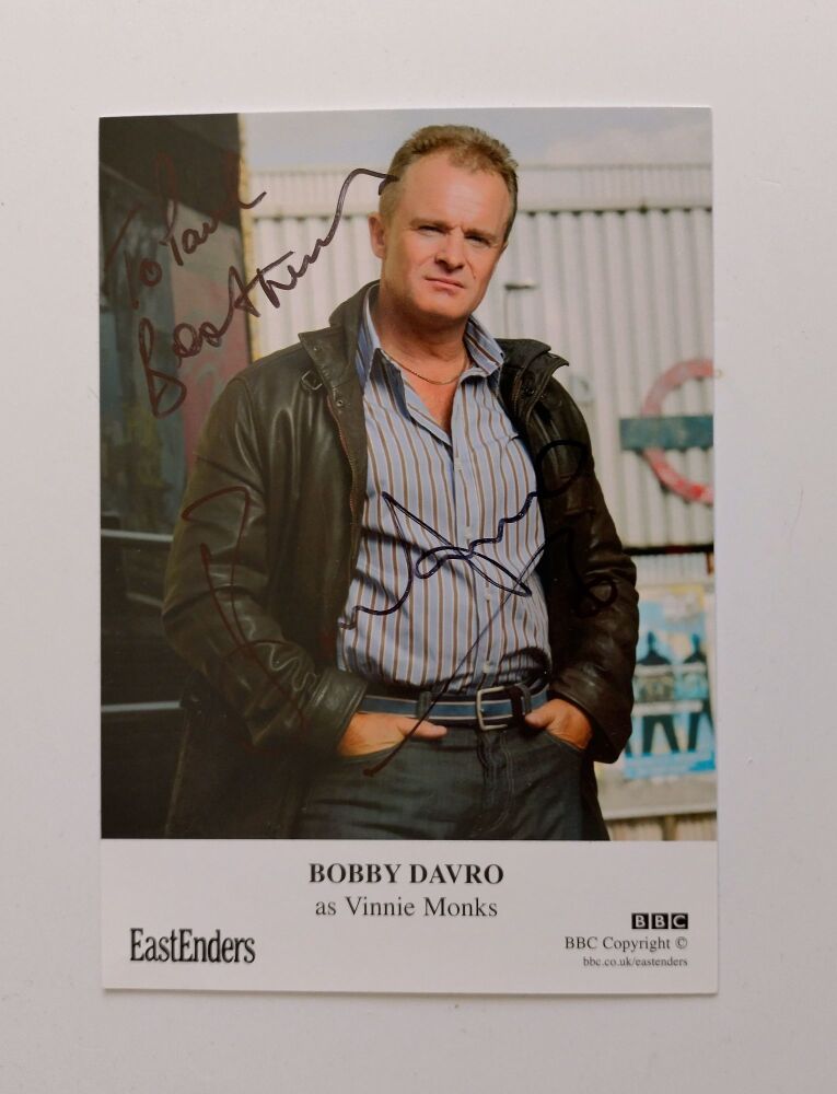 Bobby Davro autograph (hand-signed EastEnders cast card)
