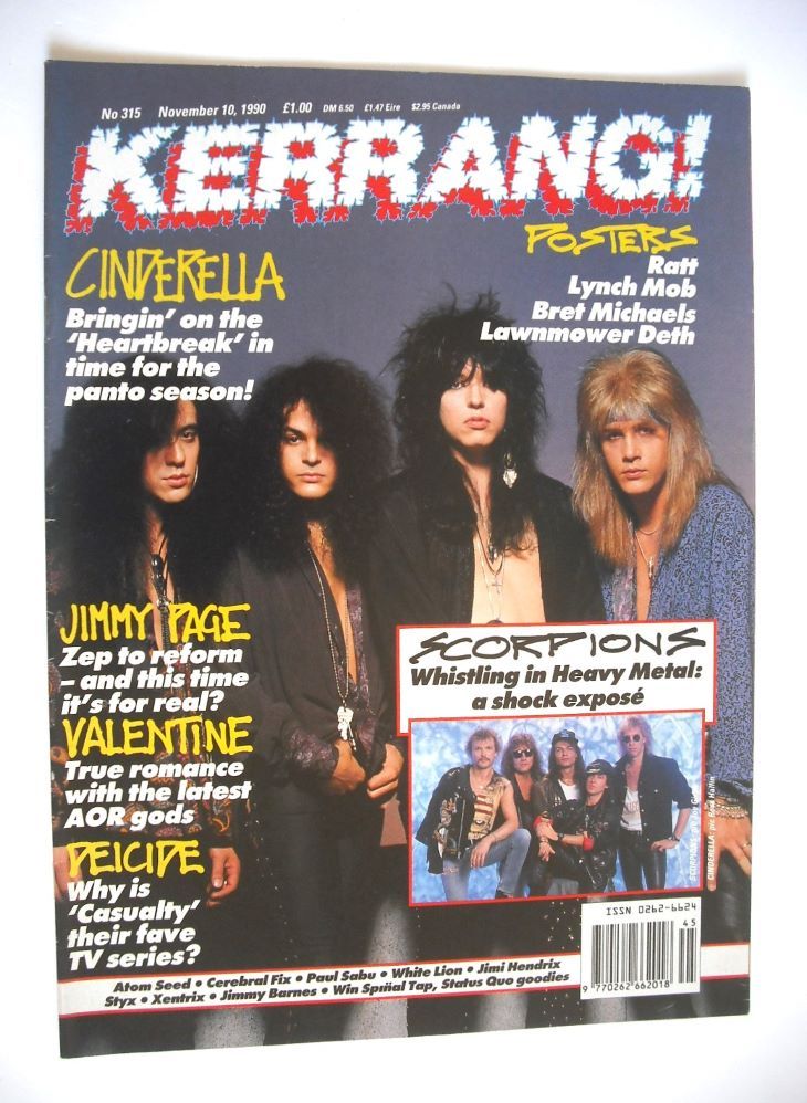 Kerrang magazine - Cinderella cover (10 November 1990 - Issue 315)