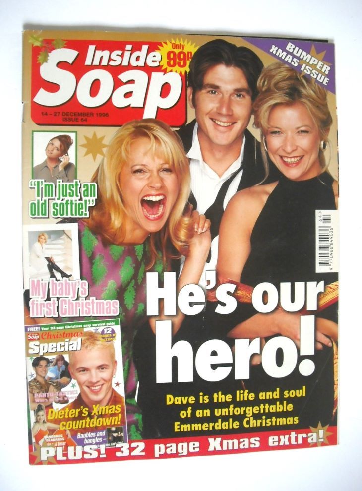 Inside Soap magazine - Malandra Burrows, Ian Kelsey and Claire King cover (14-27 December 1996)