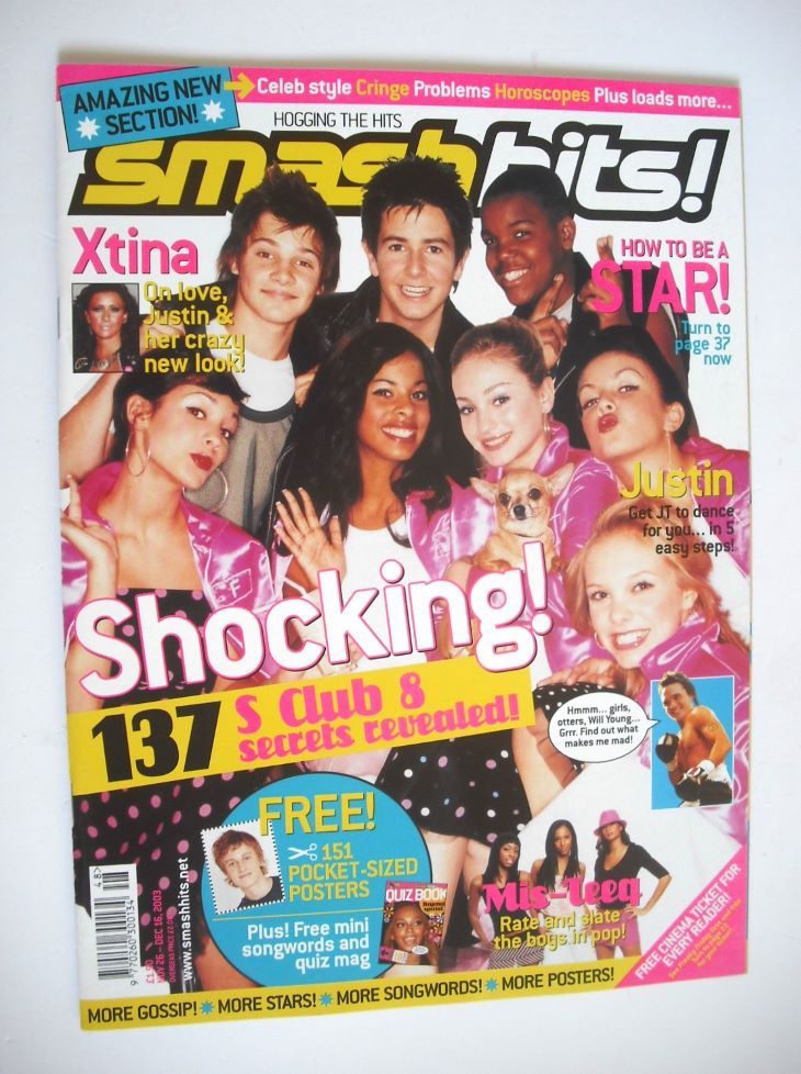 <!--2003-11-26-->Smash Hits magazine - S Club 8 Secrets cover (26 November 