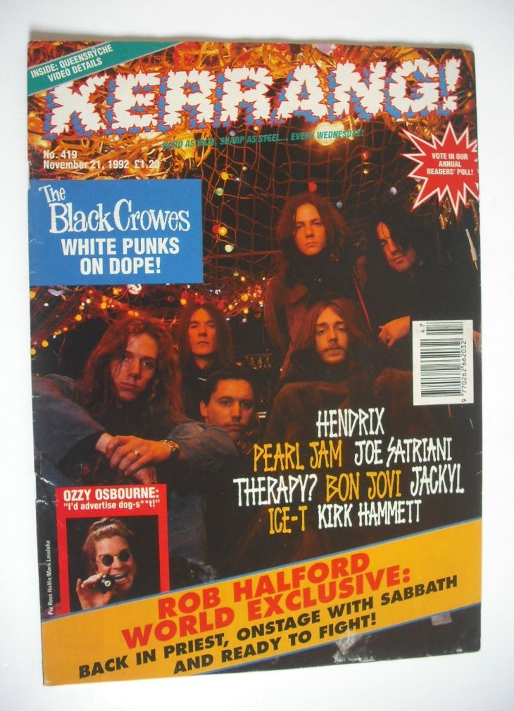 Kerrang magazine - The Black Crowes cover (21 November 1992 - Issue 419)