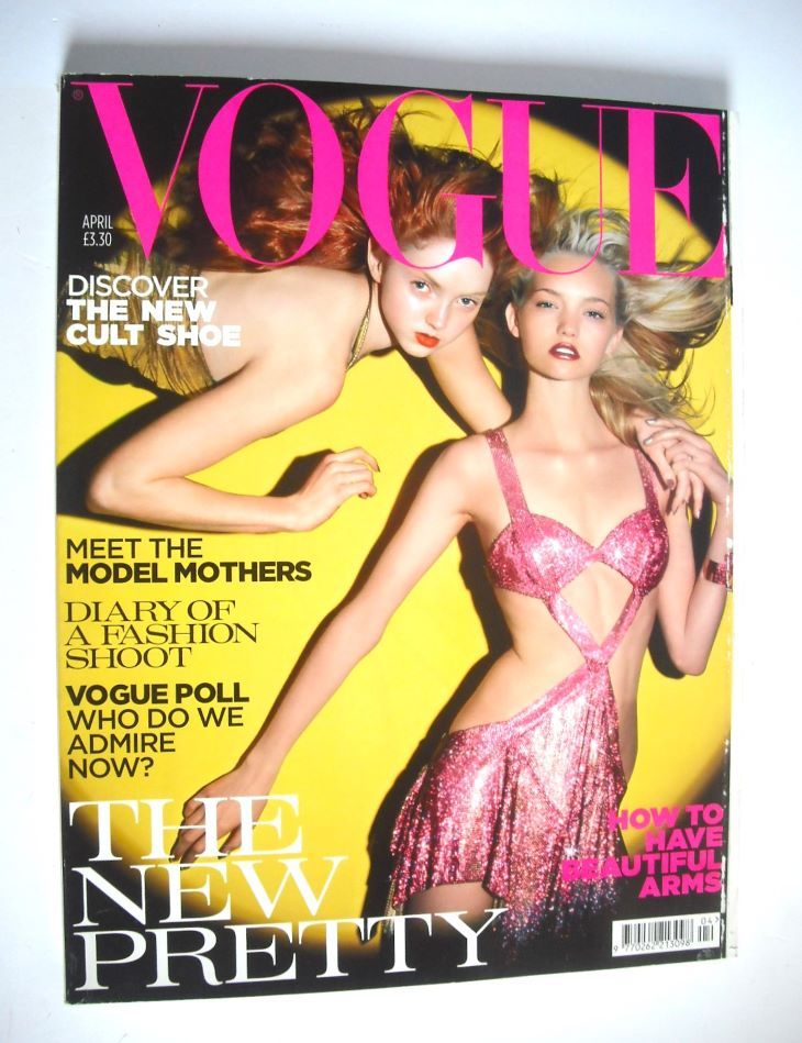 British Vogue magazine - April 2004 - Lily Cole and Gemma Ward cover