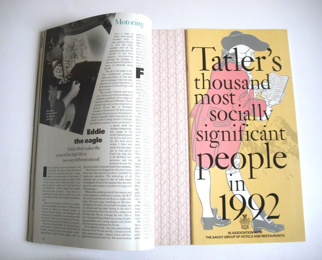 Tatler magazine - November 1992 - Lady Louisa Stuart cover