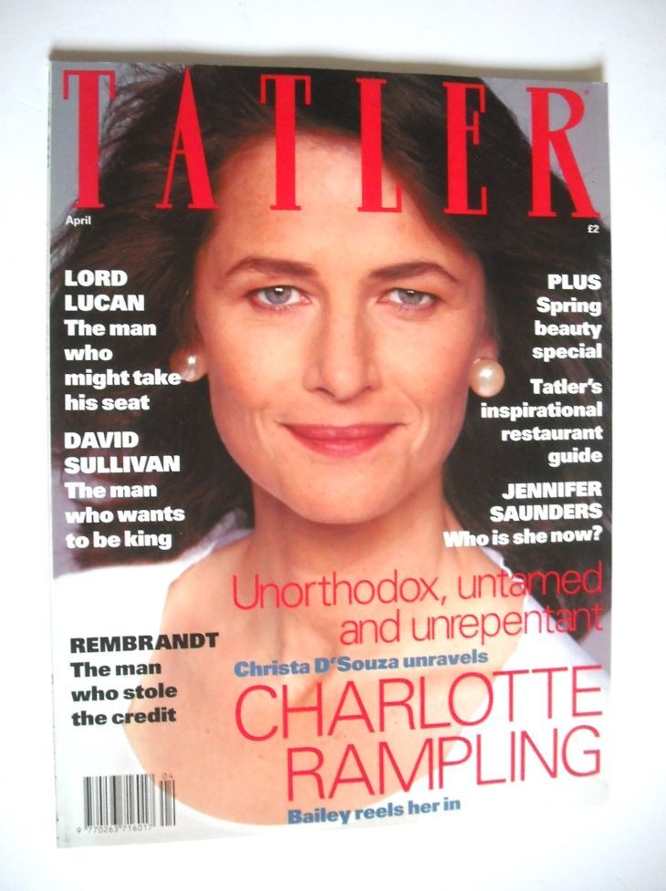Tatler magazine - April 1992 - Charlotte Rampling cover