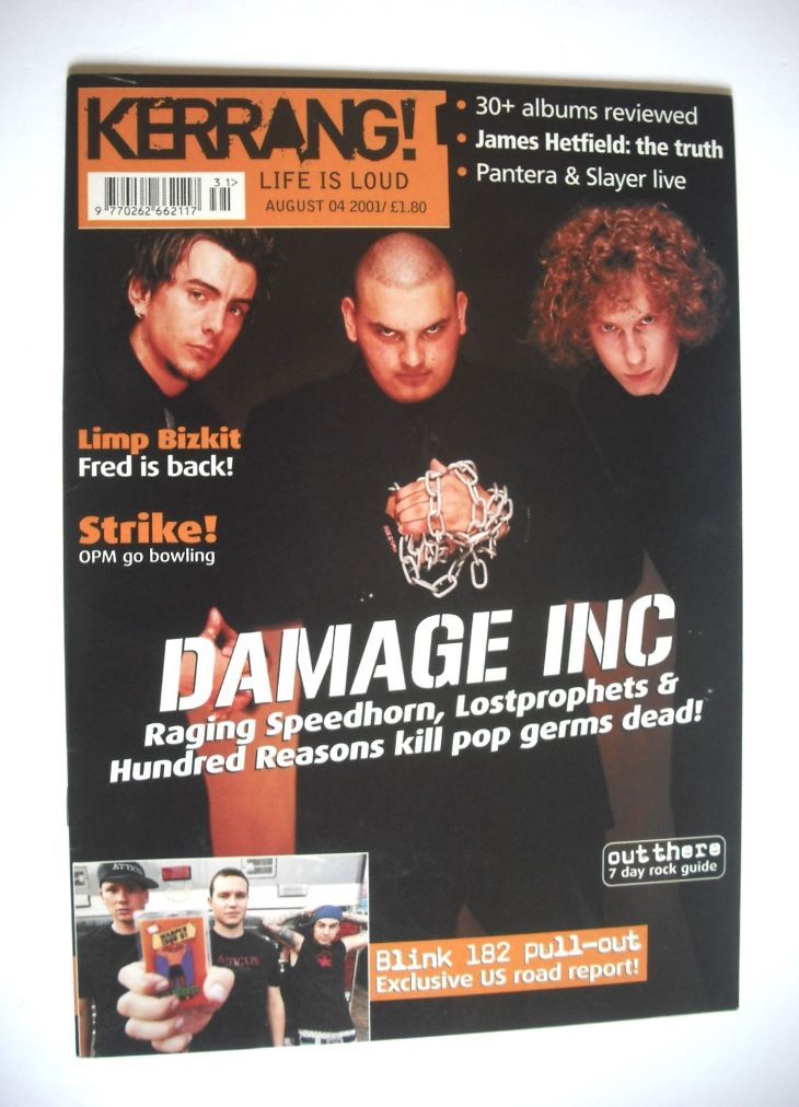 Kerrang magazine - Lostprophets/Raging Speedhorn/Hundred Reasons cover (4 August 2001 - Issue 864)