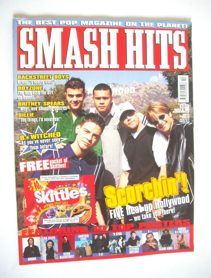 Smash Hits magazine - Five cover (10 March 1999)