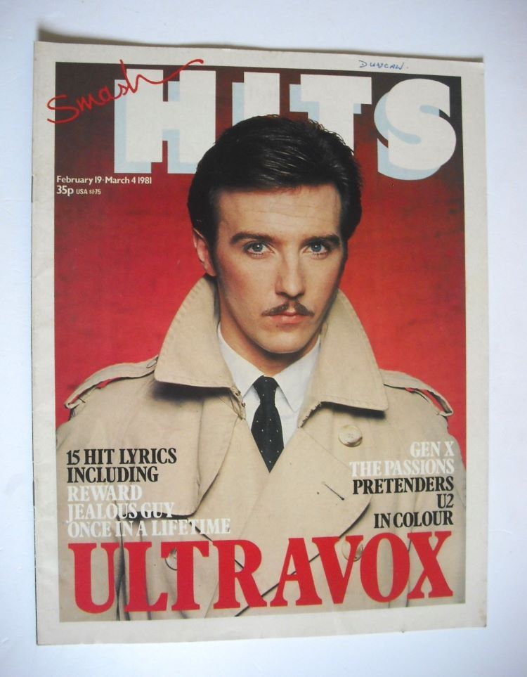<!--1981-02-19-->Smash Hits magazine - Ultravox cover (19 February-4 March 