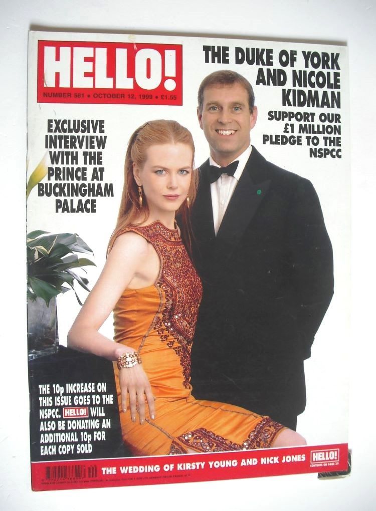 Hello! magazine - Nicole Kidman and Prince Andrew cover (12 October 1999 - Issue 581)