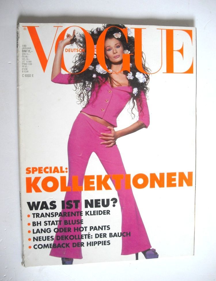 German Vogue magazine - January 1993 - Angelika Kallio cover