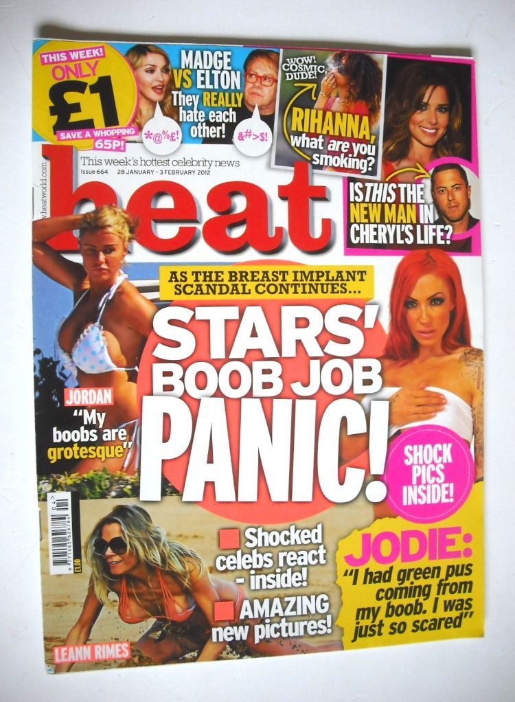 <!--2012-01-28-->Heat magazine - Boob Job Panic cover (28 January - 3 Febru