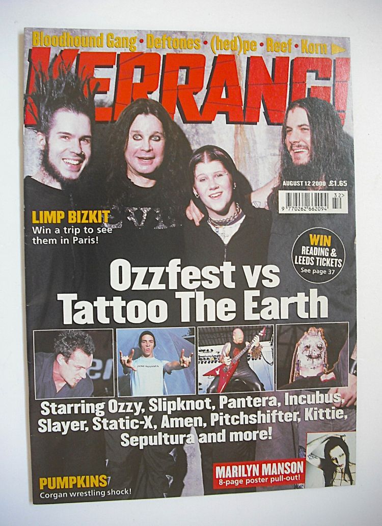Kerrang magazine - Ozzfest vs Tattoo The Earth cover (12 August 2000 - Issue 814)