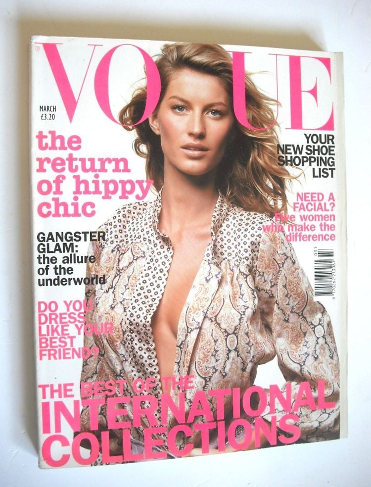 British Vogue magazine - March 2002 - Gisele Bundchen cover