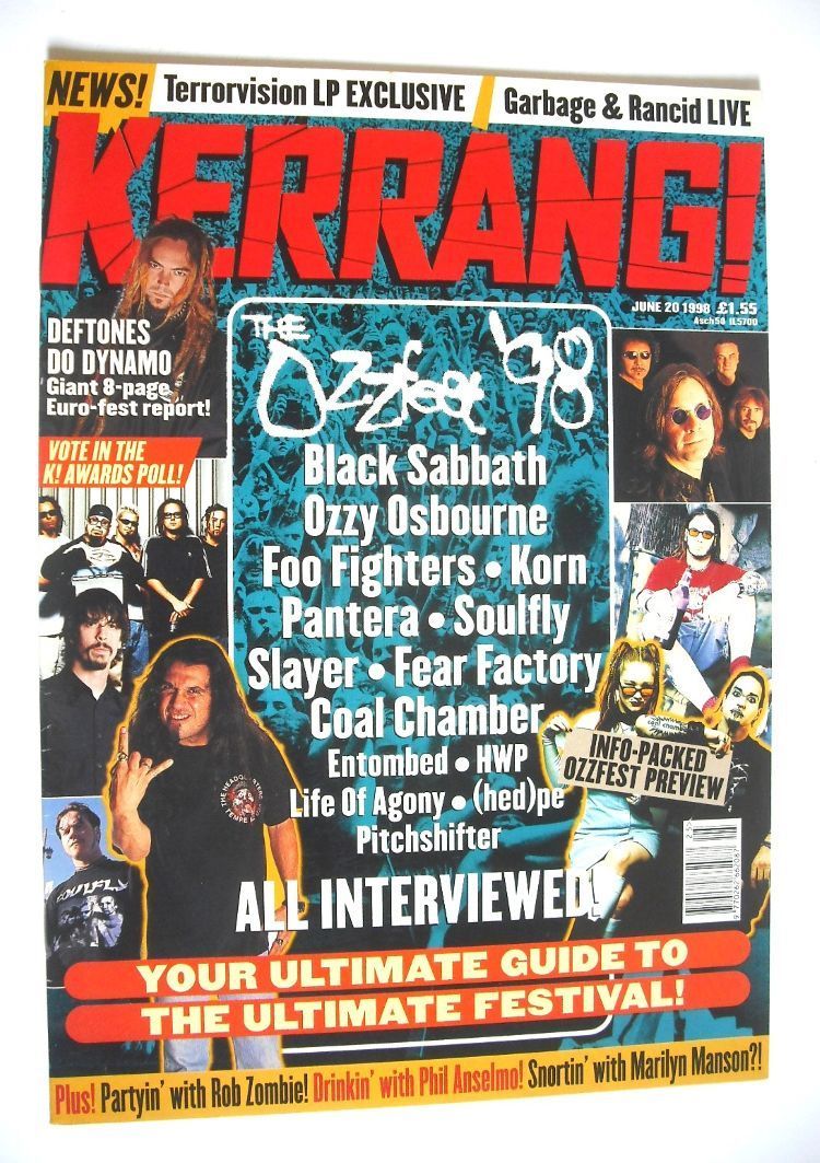 <!--1998-06-20-->Kerrang magazine - Ozzfest '98 cover (20 June 1998 - Issue