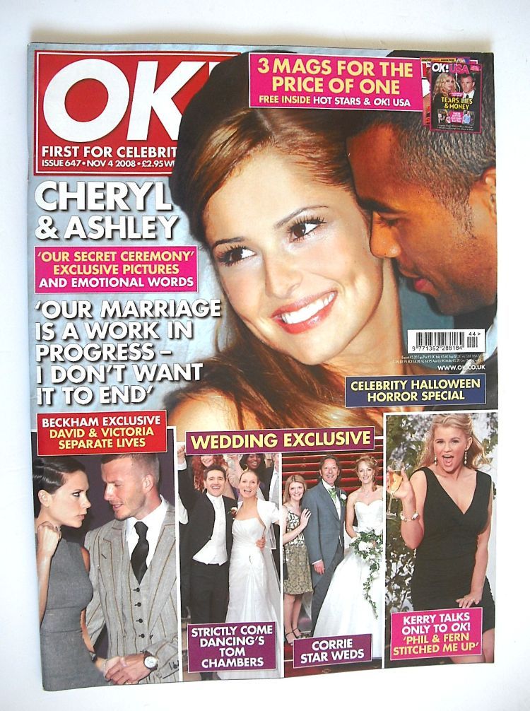 OK! magazine - Ashley Cole and Cheryl Cole cover (4 November 2008 - Issue 647)
