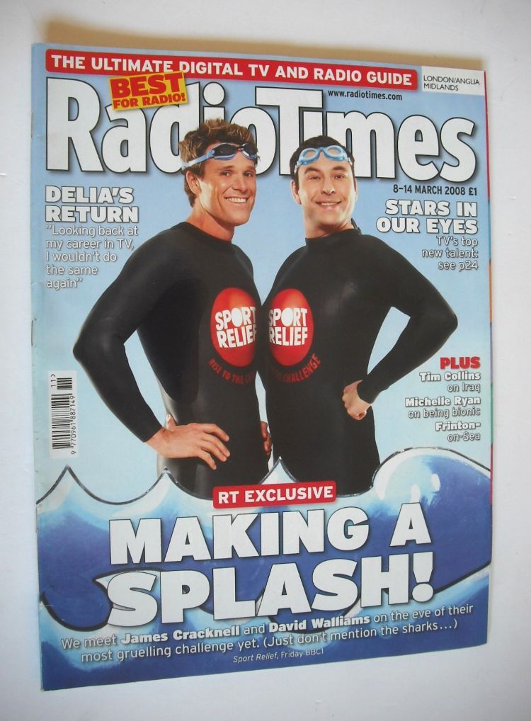 Radio Times magazine - James Cracknell and David Walliams cover (8-14 March 2008)