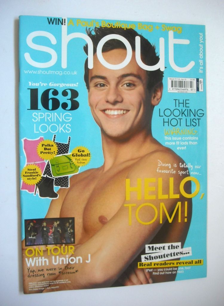 <!--2013-04-04-->Shout magazine - Tom Daley cover (4-23 April 2013)
