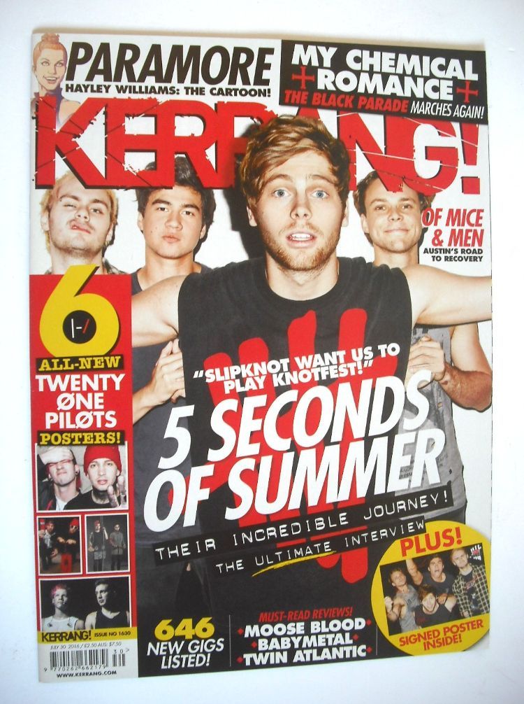 Kerrang magazine - 5 Seconds Of Summer cover (30 July 2016 - Issue 1630)
