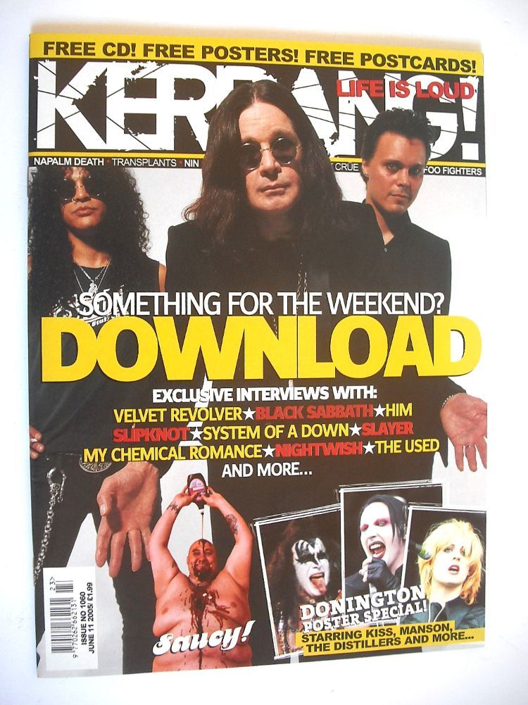 Kerrang magazine - Ozzy Osbourne, Slash and HIM cover (11 June 2005 - Issue 1060)