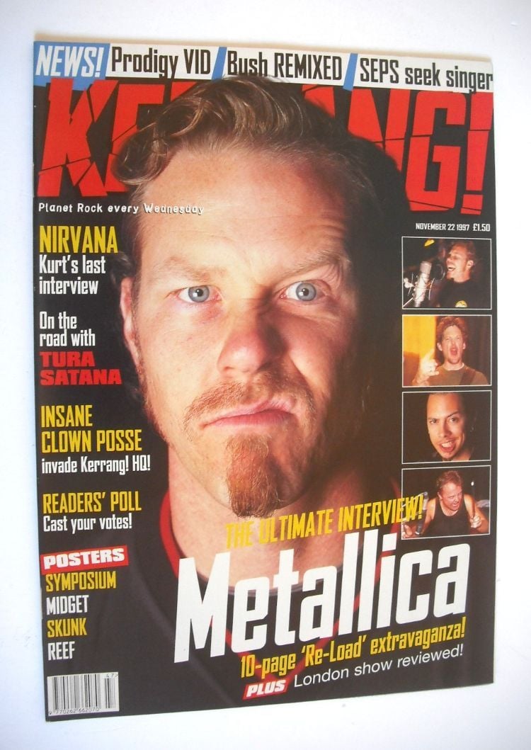 Kerrang magazine - James Hetfield cover (22 November 1997 - Issue 675)