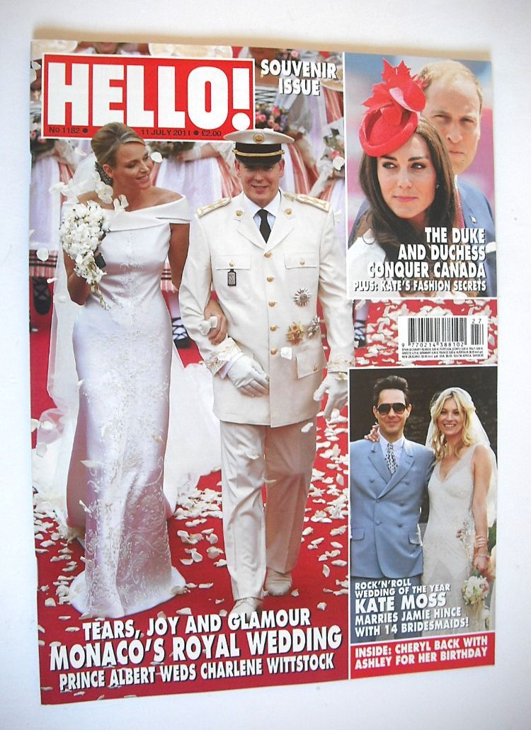 Hello! magazine - Prince Albert and Charlene Wittstock wedding cover (11 July 2011 - Issue 1182)