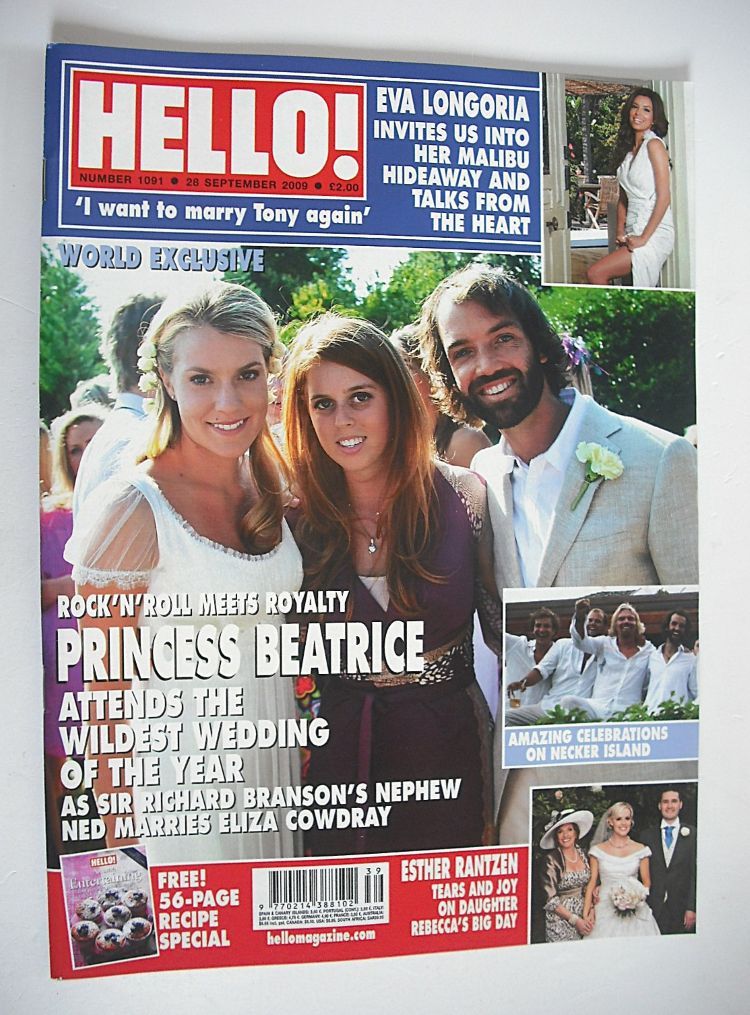 Hello! magazine - Eliza Cowdray wedding cover (28 September 2009 - Issue 1091)
