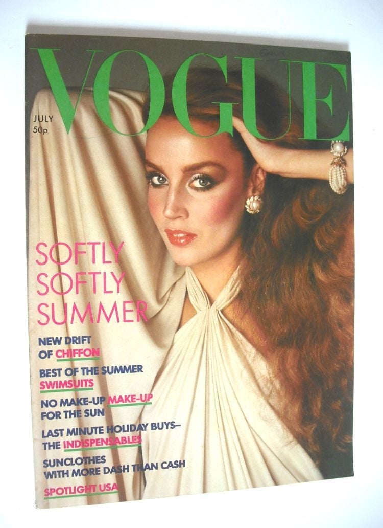 British Vogue magazine - July 1976 - Jerry Hall cover