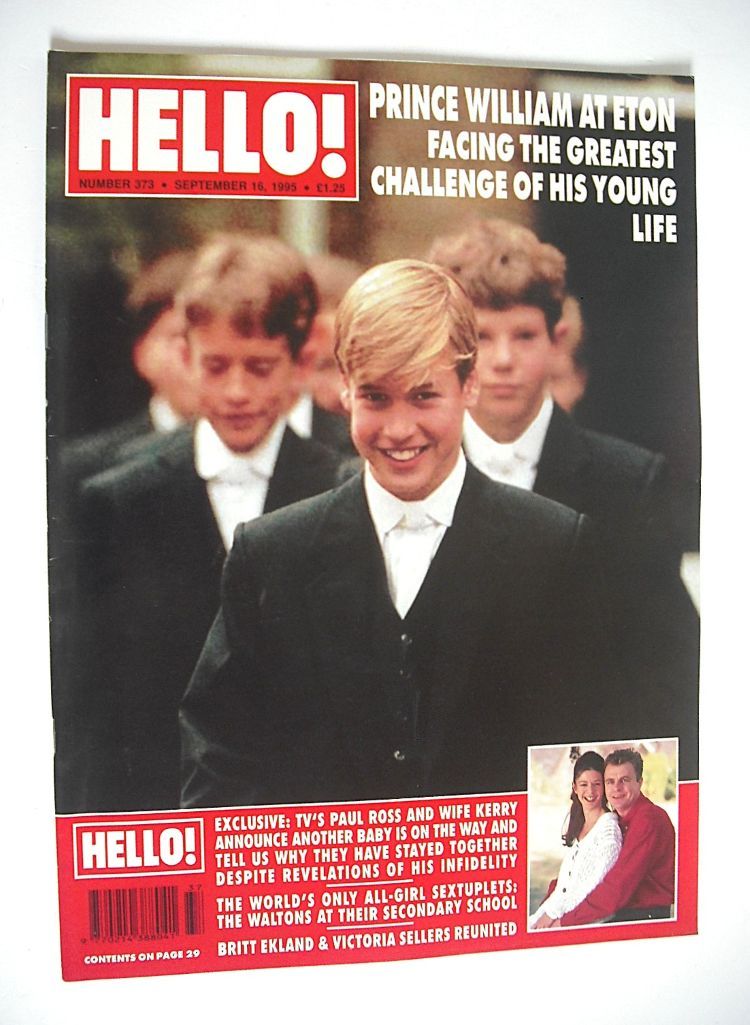 Hello! magazine - Prince William at Eton cover (16 September 1995 - Issue 373)