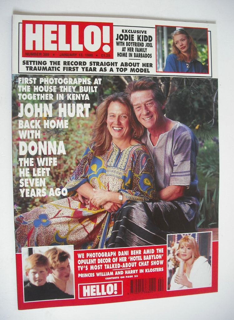 Hello! magazine - John Hurt and Donna Hurt cover (13 January 1996 - Issue 389)