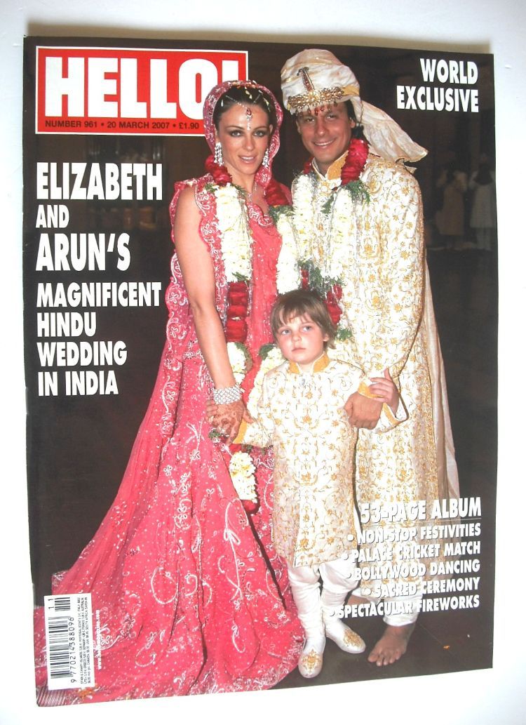 Hello! magazine - Elizabeth Hurley and Arun Nayar wedding cover (20 March 2007 - Issue 961)