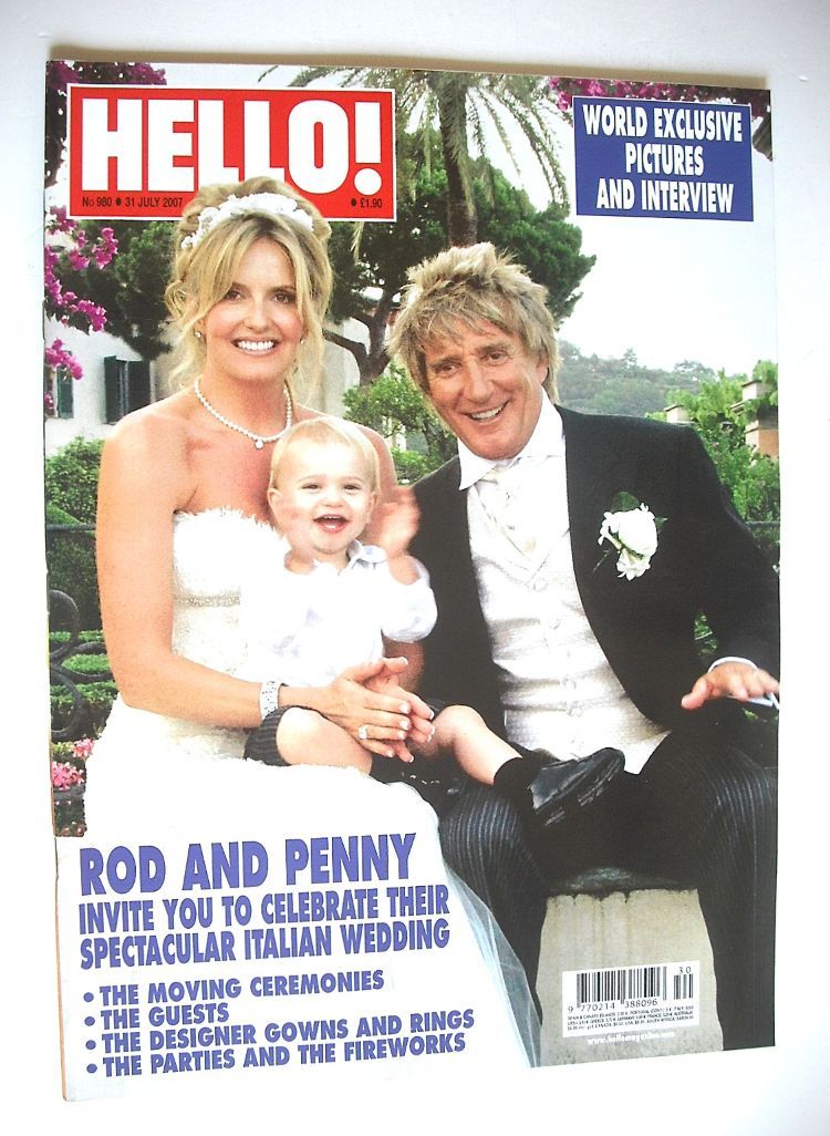 Hello! magazine - Rod Stewart and Penny Lancaster wedding cover (31 July 2007 - Issue 980)