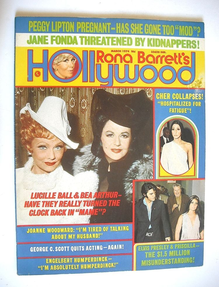 Rona Barrett's Hollywood magazine - Lucille Ball and Bea Arthur cover (March 1974)