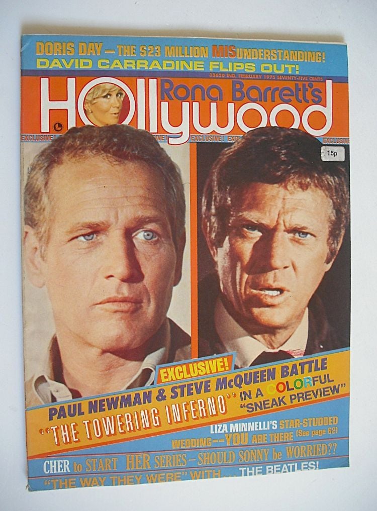 Rona Barrett's Hollywood magazine - Paul Newman and Steve McQueen cover (February 1975)