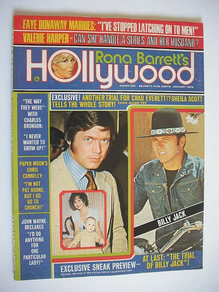 Rona Barrett's Hollywood magazine - Chad Everett & Tom Laughlin cover (January 1975)